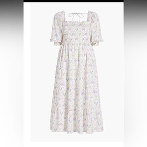 Hill House Floral Dress in White and Purple
